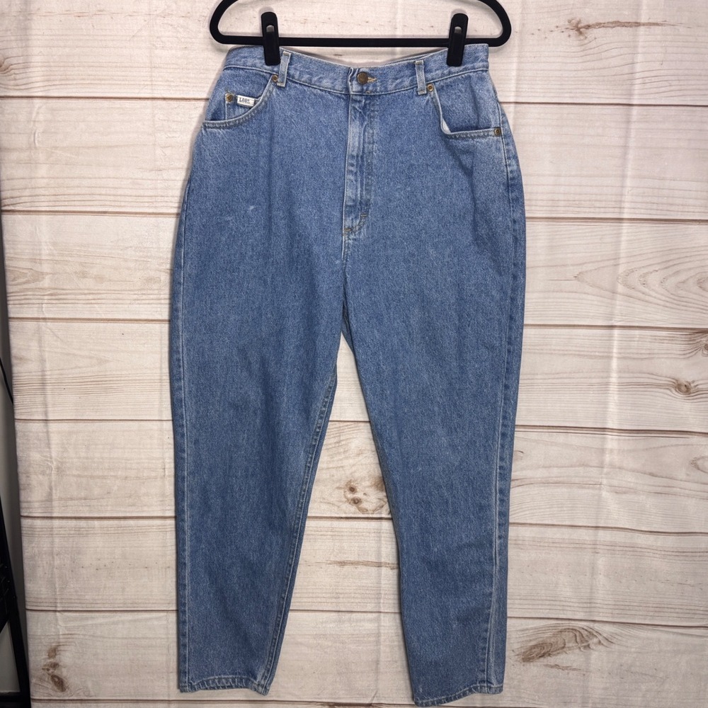 Lee Riders Vintage High Waisted Mom Jeans Medium Wash Tapered USA Made 18 MET
